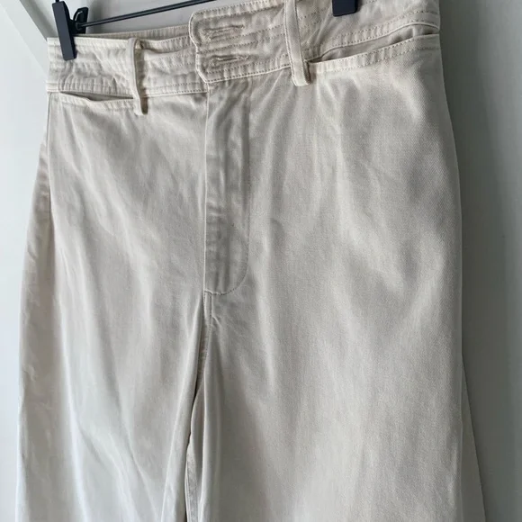 Apiece Apart Merida High Waist Wide Leg Crop Pants Khaki Cotton Size 6 | Minimal - Picture 7 of 15